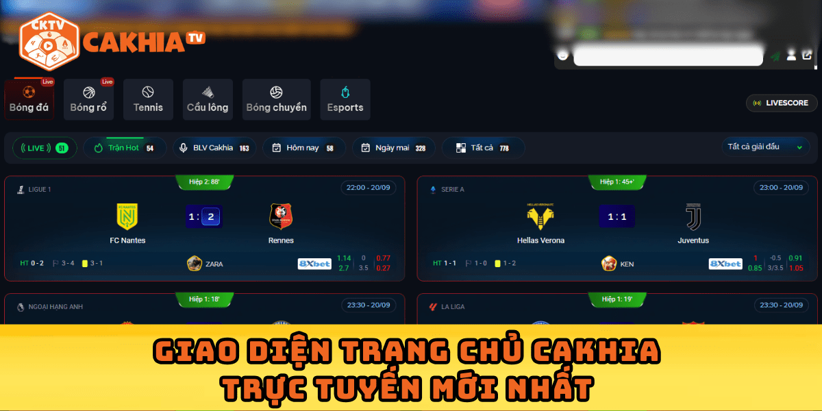 Giao diện trang chủ Cakhia trực tuyến mới nhất 2025